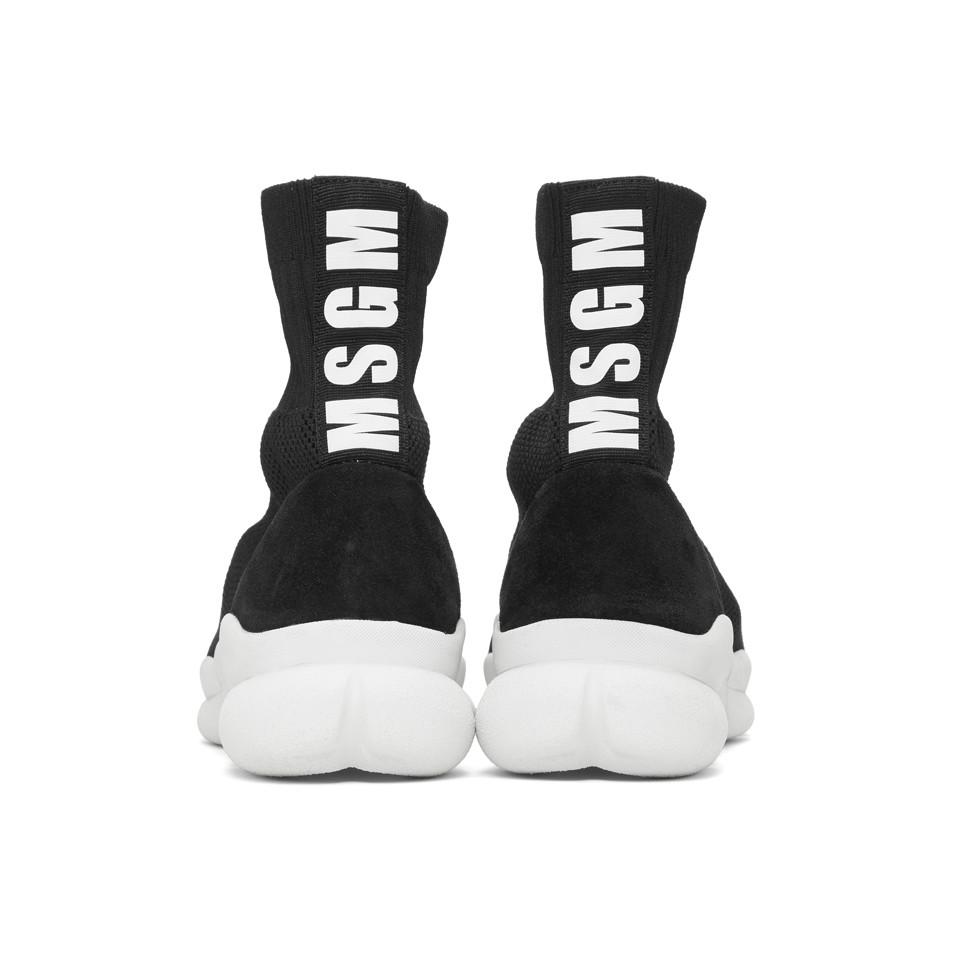MSGM Leather Ankle Sock Sneakers in 