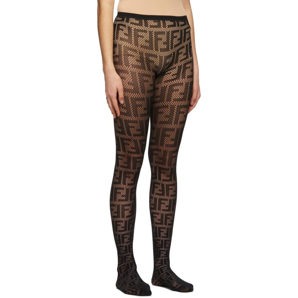 Fendi Synthetic Black Forever Tights - Lyst
