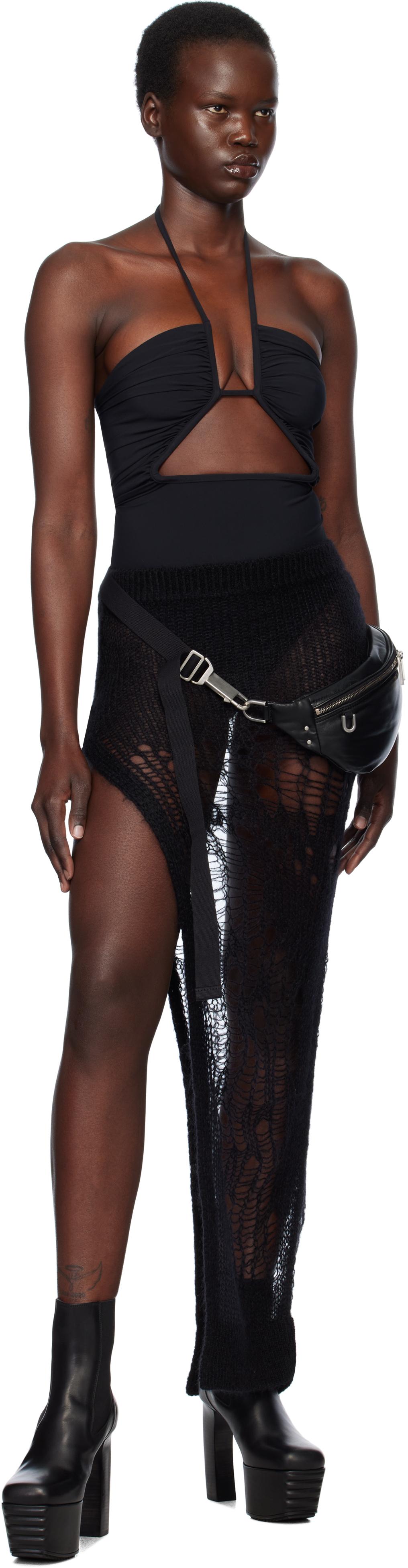 【RICK OWENS】ブラック Hollywood Spider Ziggy マキシスカート Rick Owensのブラック Hollywood Spider Ziggy マキシスカートが