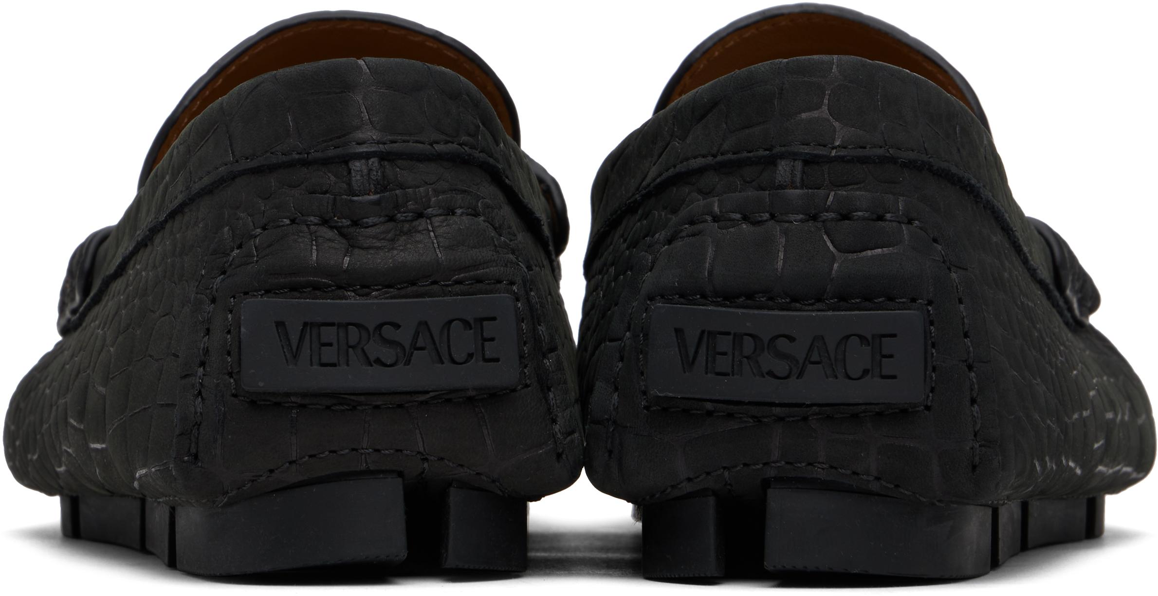 VERSACE ブラック ローファー ドライビングシューズ VERSACE ブラック ローファー ドライビングシューズ