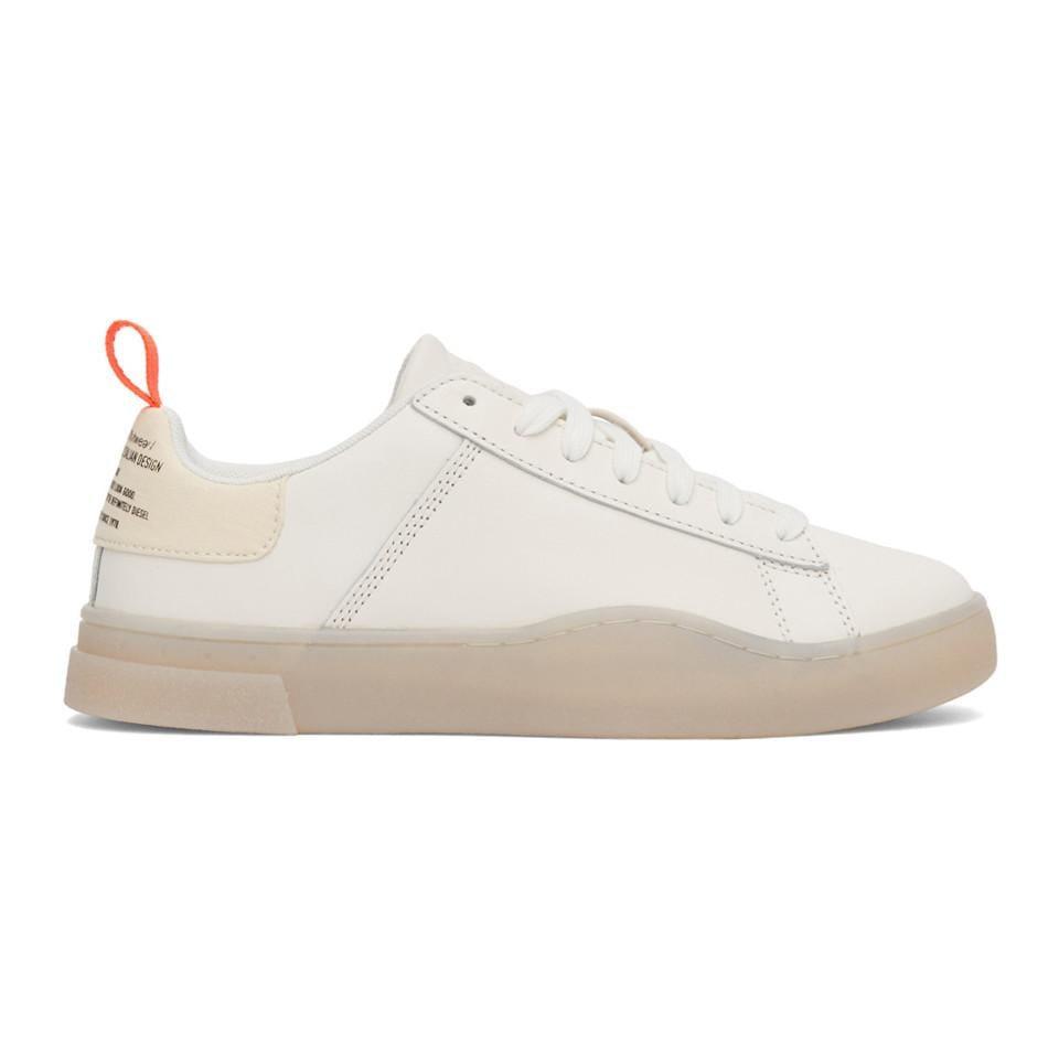 DIESEL White And Orange S-clever Low Sneakers for Men | Lyst