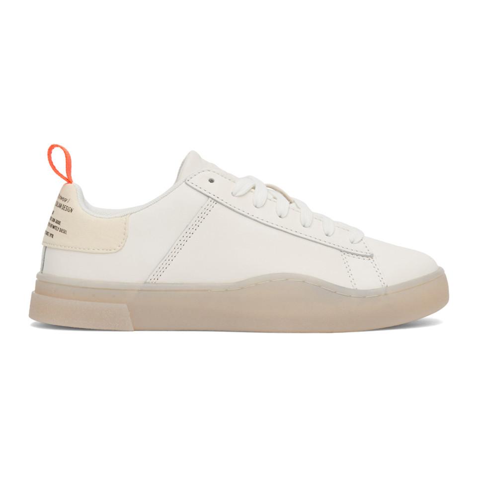 DIESEL White And Orange S-clever Low Sneakers for Men | Lyst