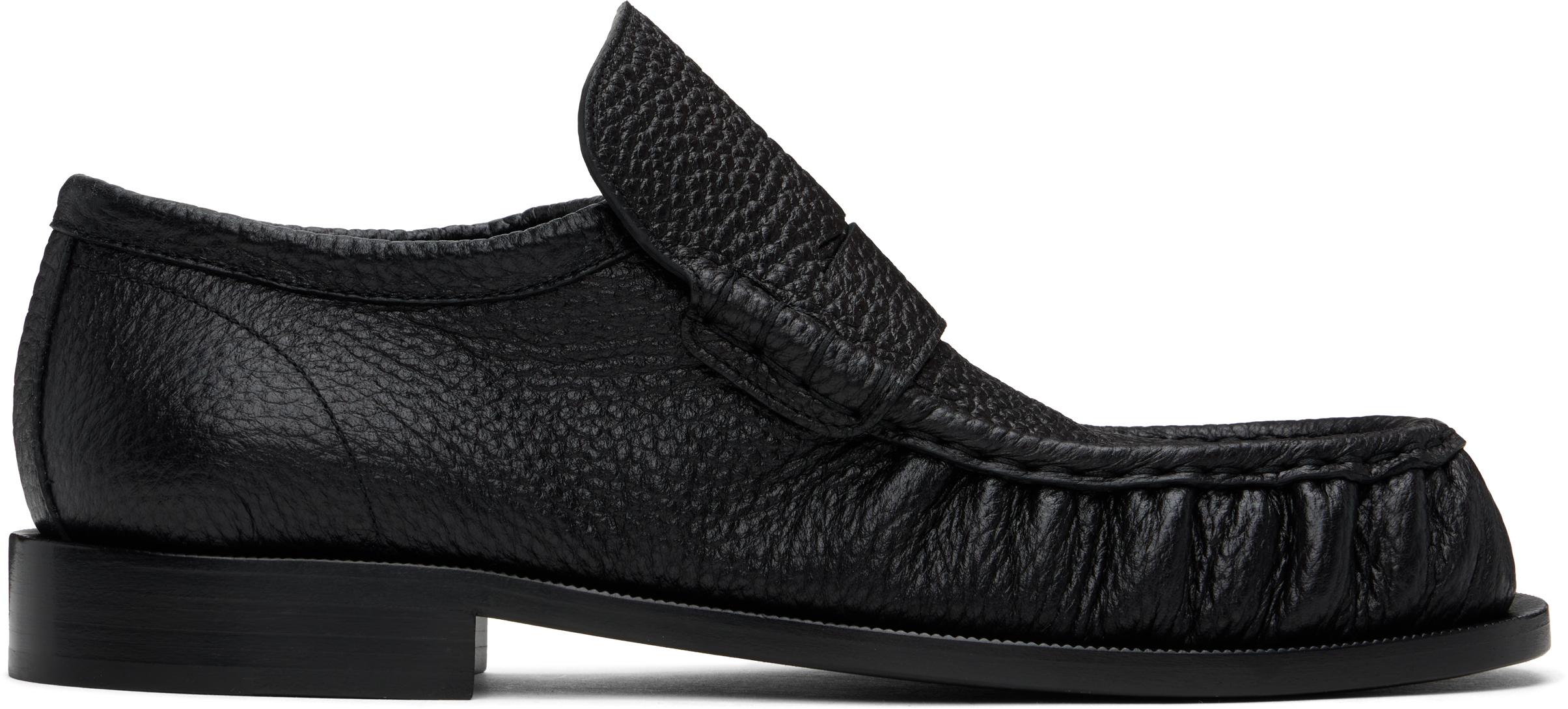 Dries Van Noten メンズ ブラック シアリング スリッポン Dries Van Noten メンズ ブラック シアリング スリッポン