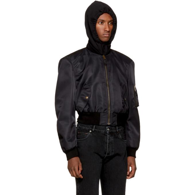 Balenciaga Synthetic Black Cropped Bomber Jacket for Men - Lyst