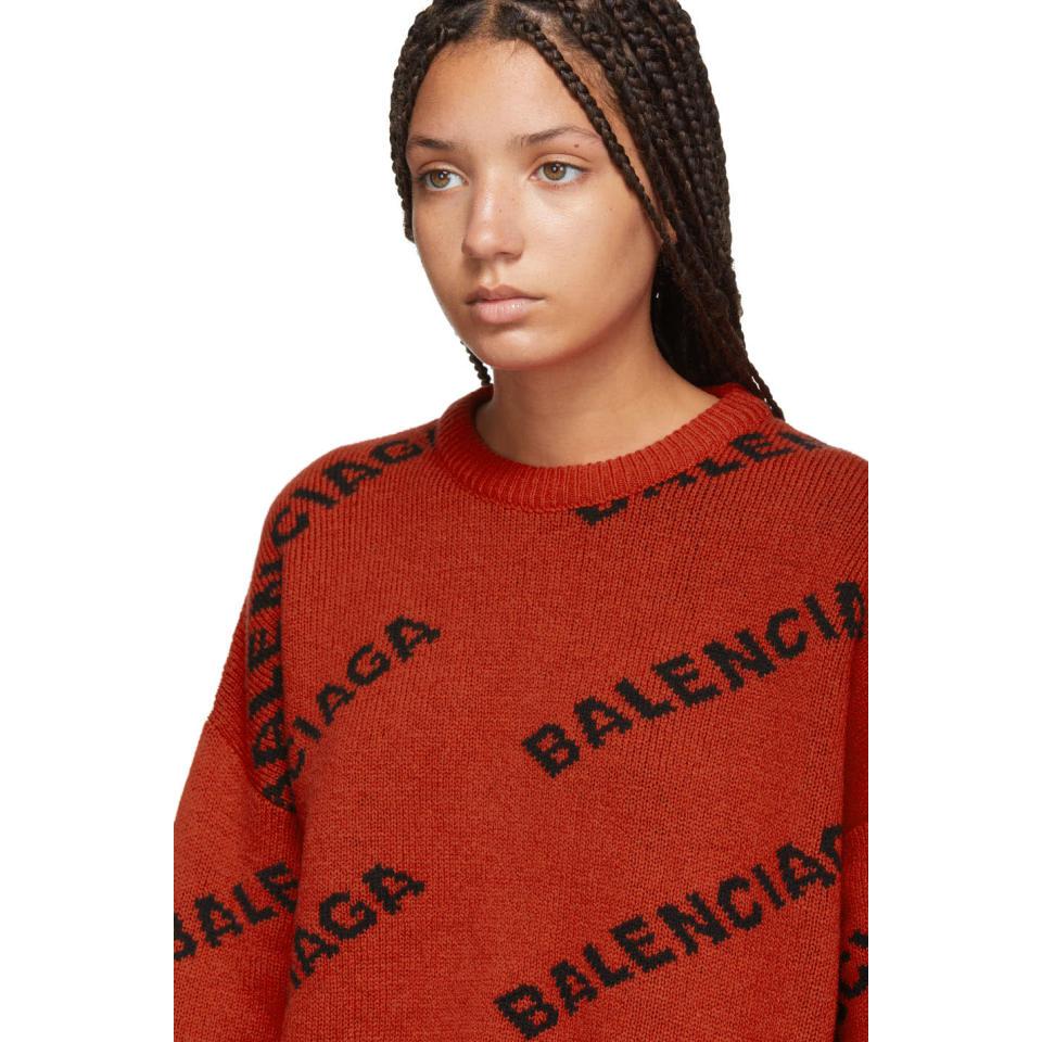 Balenciaga Wool Orange Logo Sweater in Red - Save 31% - Lyst