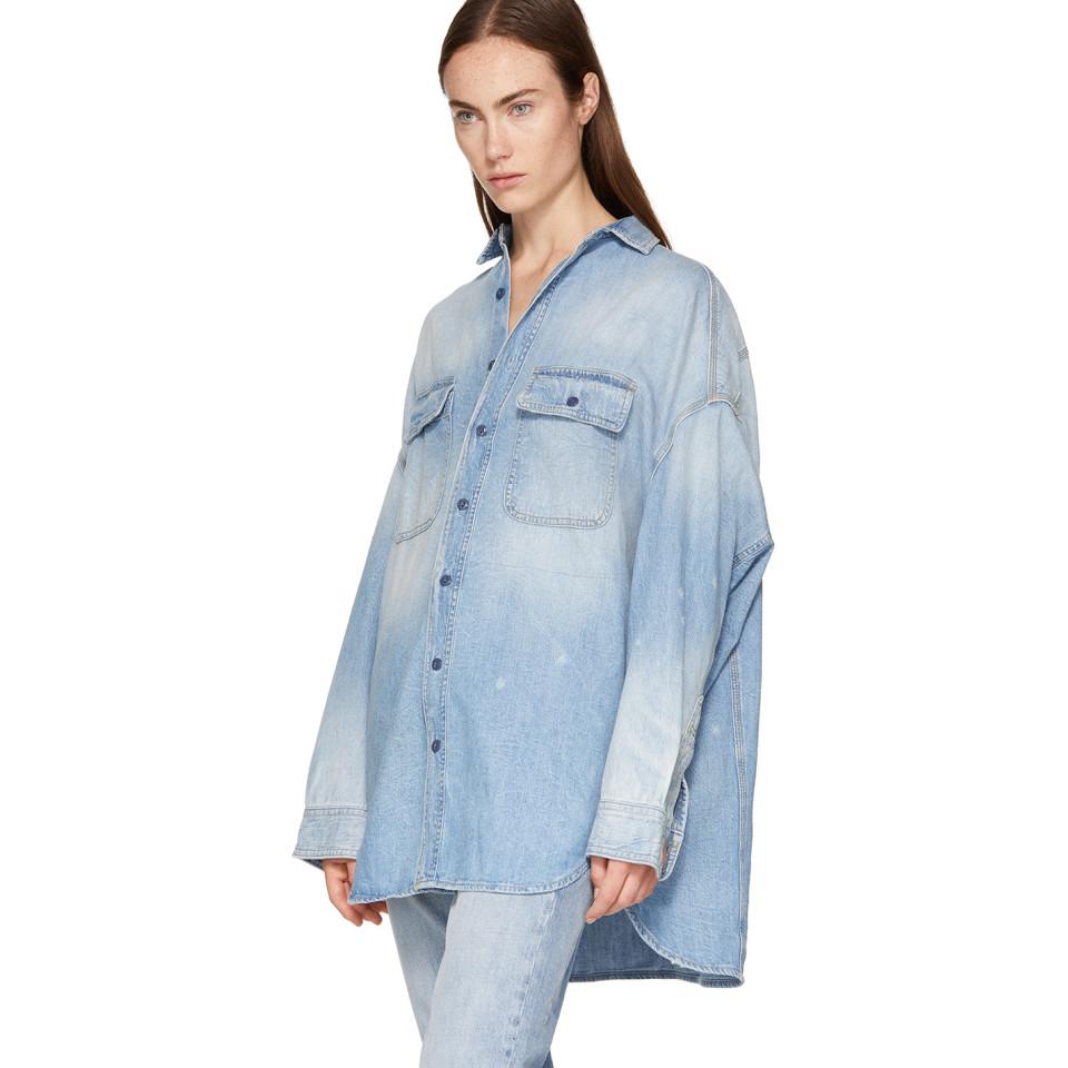 R13 Blue Oversized Denim Shirt | Lyst