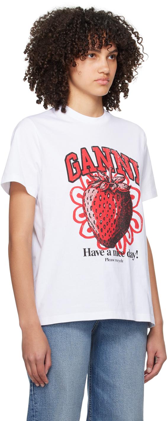 Ganni Strawberry T-Shirt in Red | Lyst