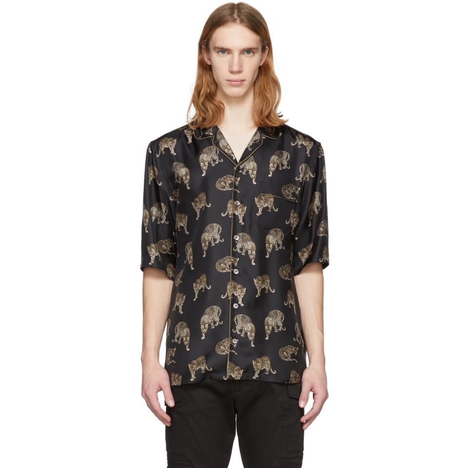 NEW $1060 DOLCE & GABBANA Shirt Black Silk JAZZ Motive Print Casual Mens 42 XL