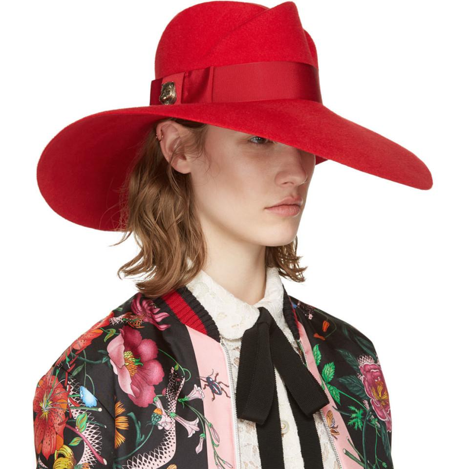 Gucci Felt Red Anita Fedora | Lyst
