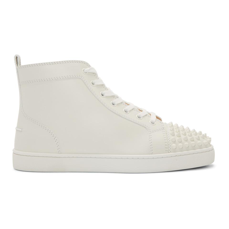 Christian Louboutin Leather White Lou Spikes High-top Sneakers for Men ...