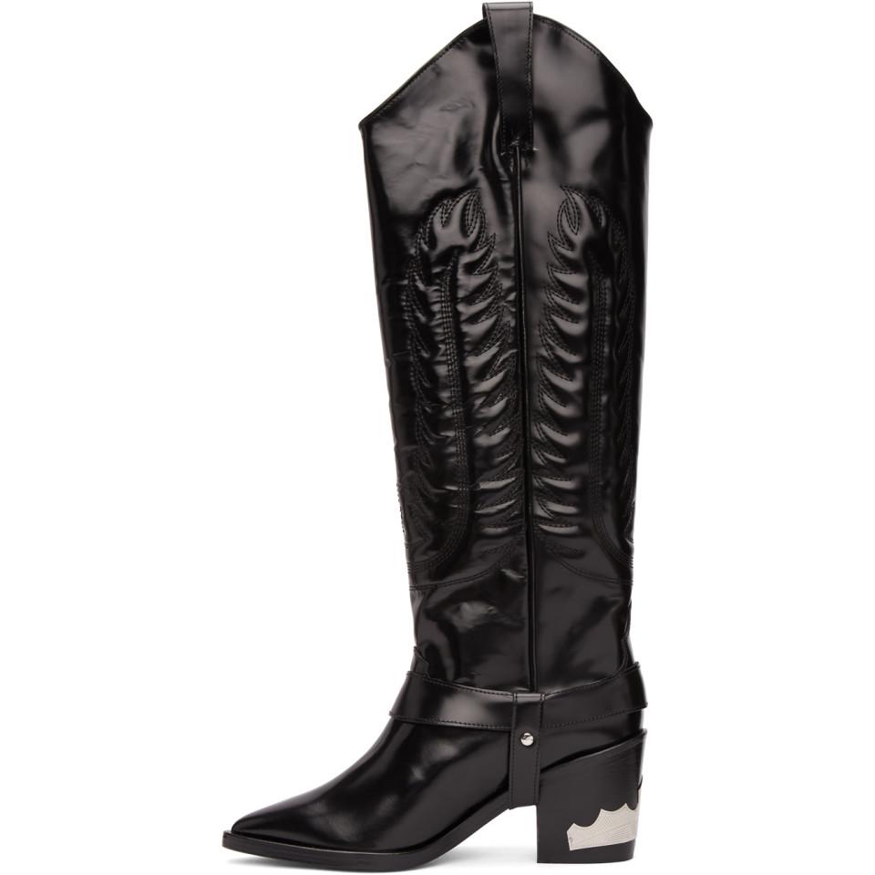 Toga Black Tall Cowboy Boots | Lyst