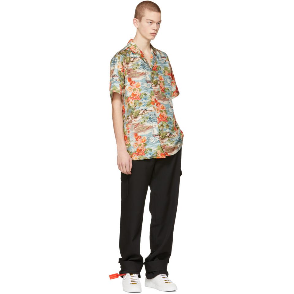 Off-White c/o Virgil Abloh Multicolor Silk Hawaiian Shirt for Men 
