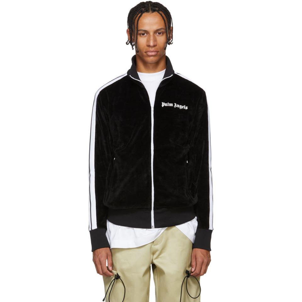 Palm Angels Black Velour Track Jacket for Men | Lyst