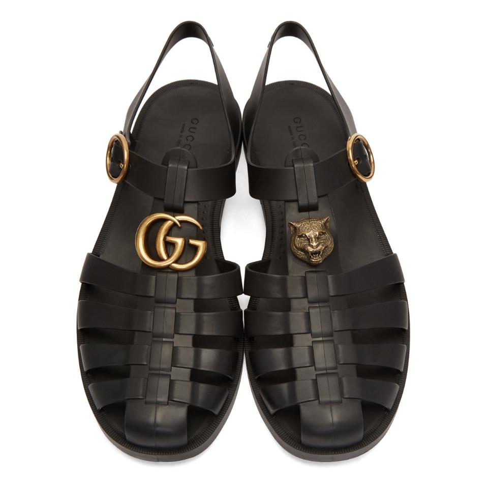 Gucci Buckle Strap Sandals in Black for Men | Lyst