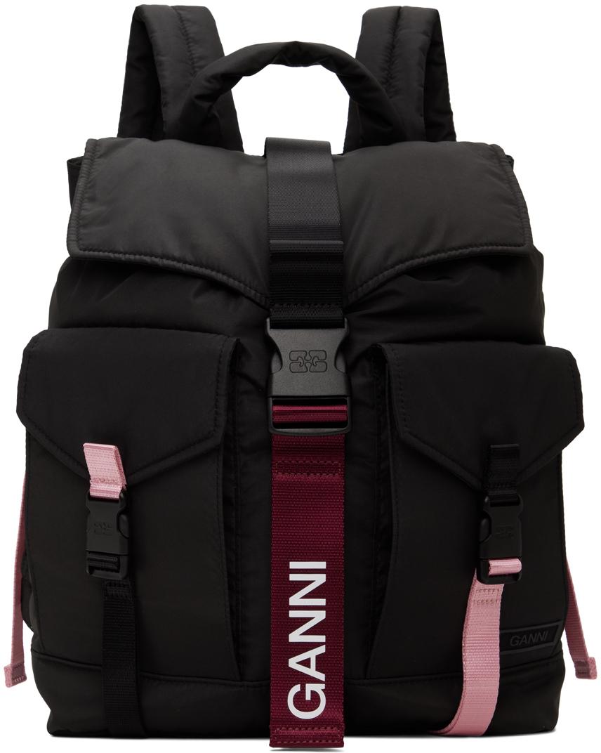 GANNI ナイロンバックパック ブラック/ピンク Recycled Tech Backpack