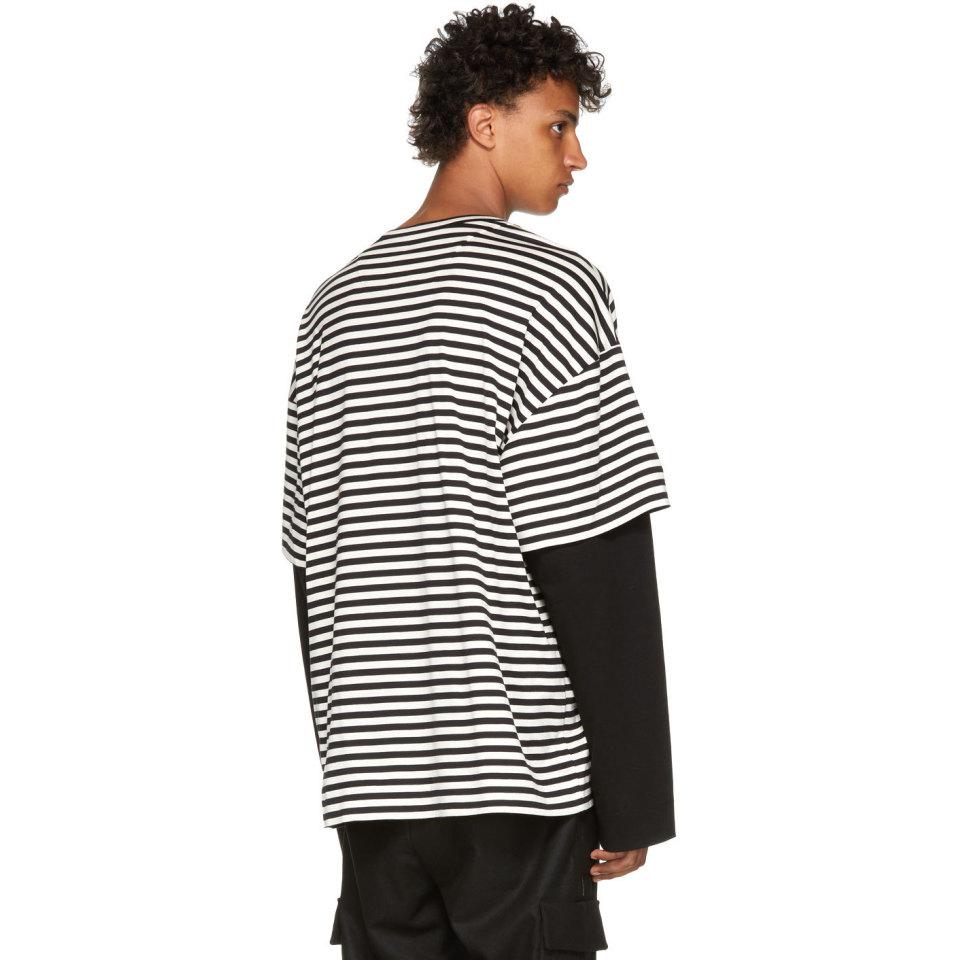 White Striped Layered Sleeve T-shirt 