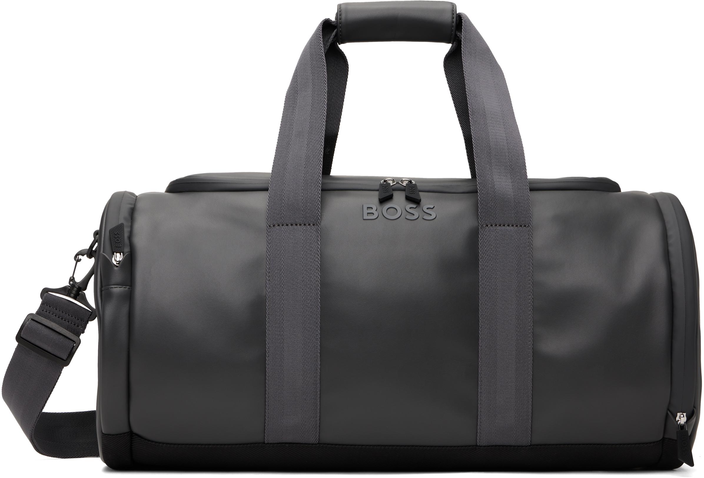 Leather Boss Gym Bag BOSS STYVEN_HOLDALL Gym Bag In Black