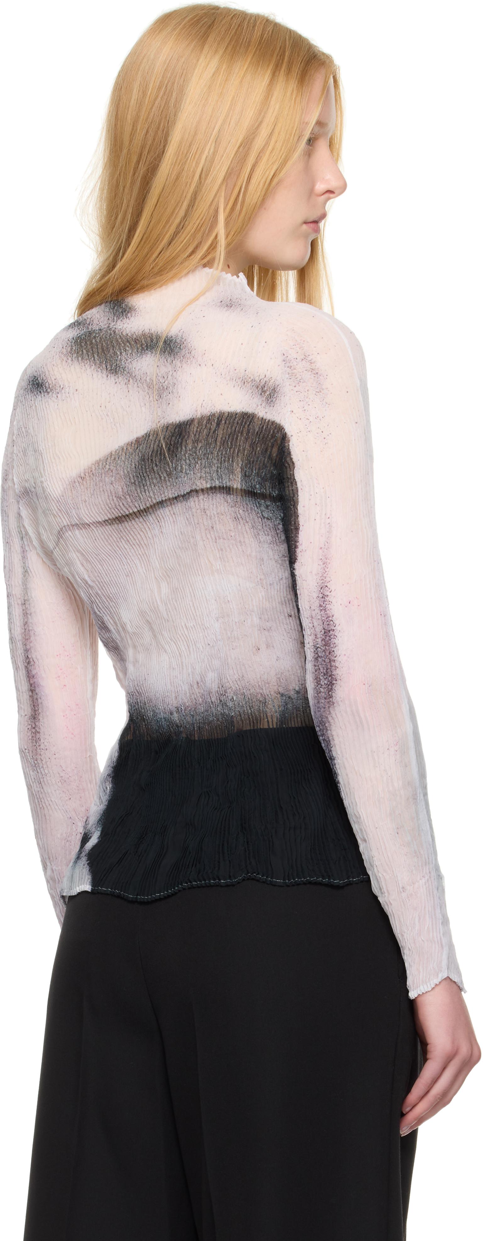 Issey Miyake Shadow Study Pleats Chiffon Twist Turtleneck in Black 