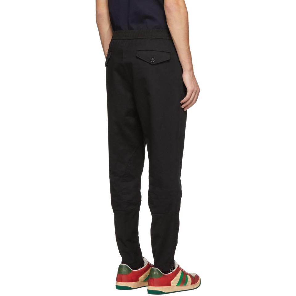 Gucci Cotton Black Military Drill Trousers for Men | Lyst