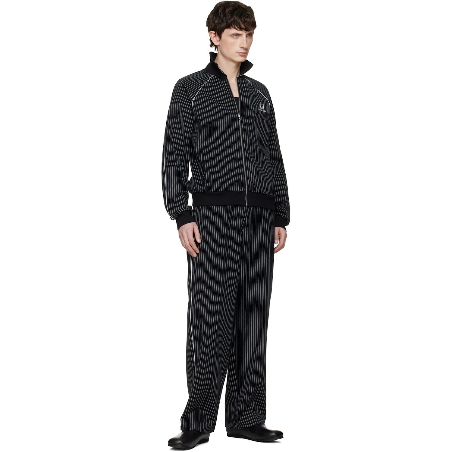 Fred Perry Kris Van Assche Edition Pinstripe Track Jacket in Black