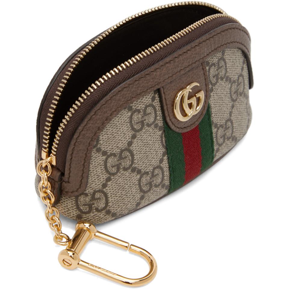 Gucci Canvas Beige GG Ophidia Coin Pouch in Brown Lyst