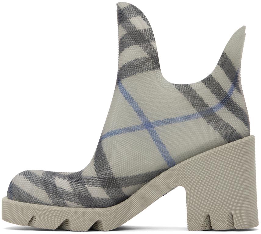 Burberry レディース グレー ラバー Marsh ヒール レインブーツ Burberry レディース グレー ラバー Marsh ヒール レインブーツ
