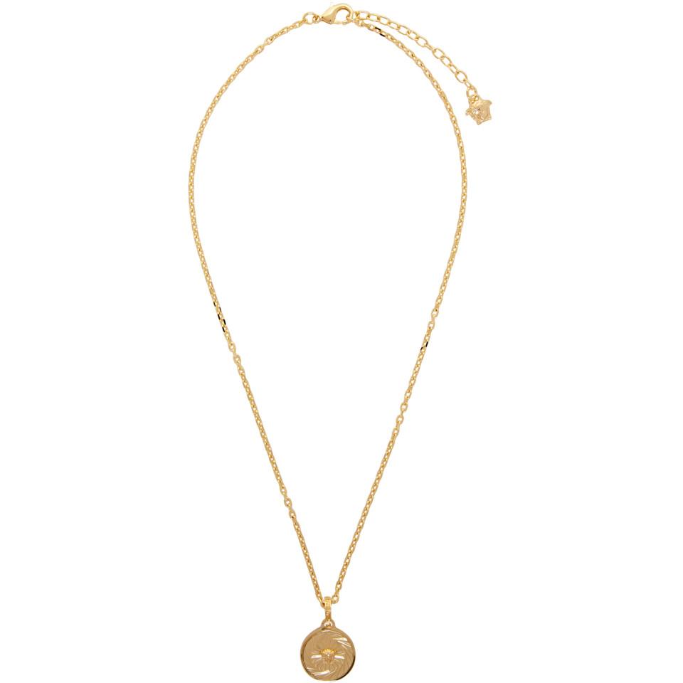 Versace Gold Round Medusa Pendant Necklace in Metallic for Men | Lyst