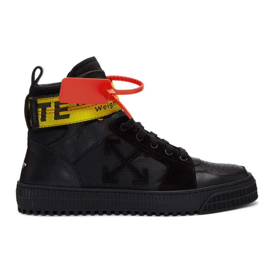 Off-White c/o Virgil Abloh Leather Black Industrial High-top Sneakers ...