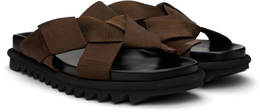 メンズ Dries Van Noten ブラウン クリスクロス サンダル