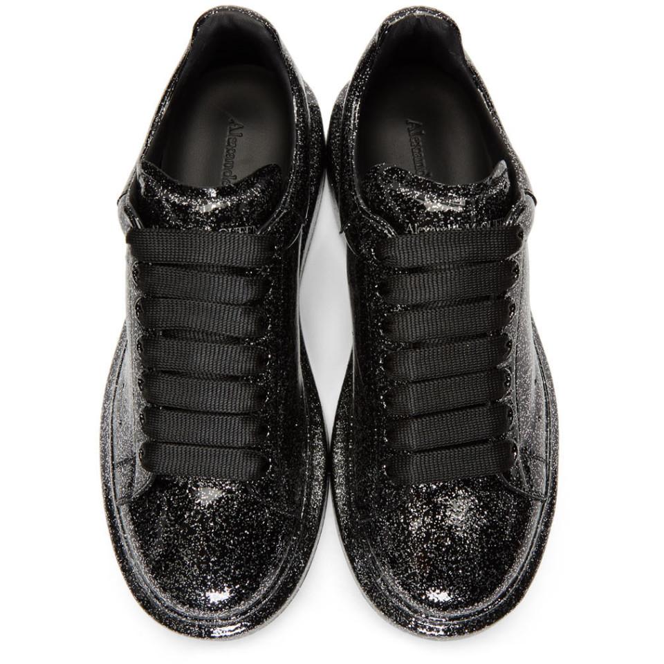 Alexander McQueen Leather Black And Silver Glitter Oversized Sneakers for  Men - Lyst