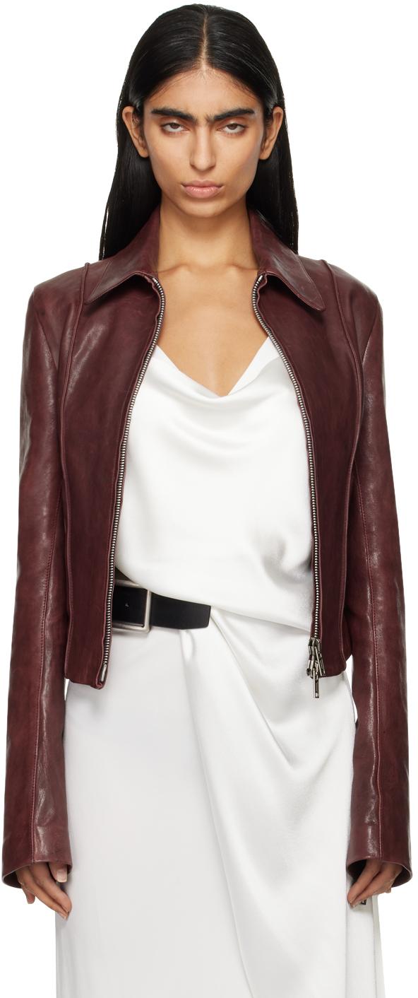 Ann Demeulemeester Burgundy Esther Biker Leather Jacket in Black Lyst