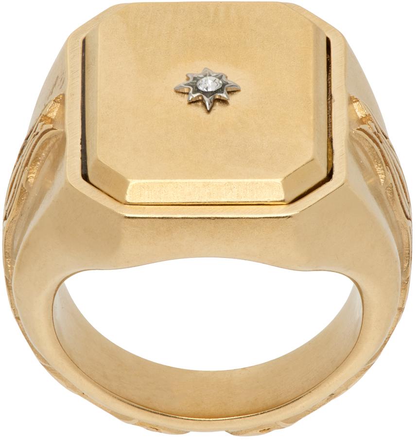 Maison Margiela Gold Enamel Signet Ring in Metallic for Men | Lyst