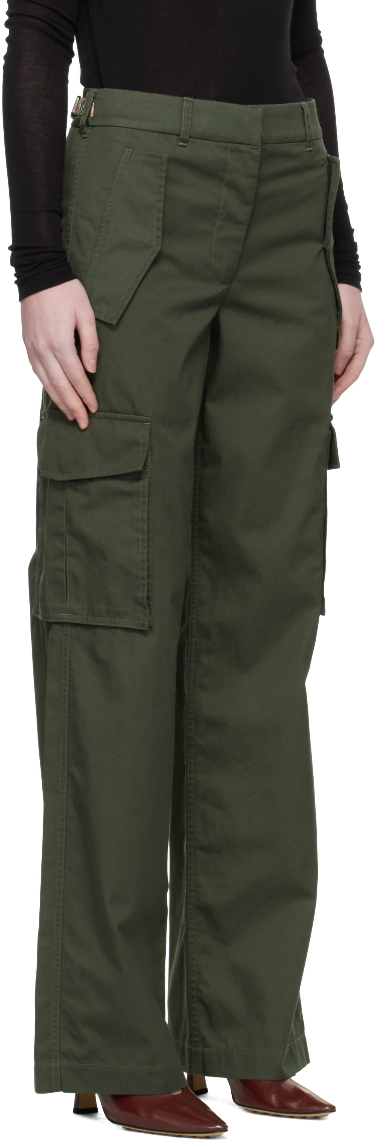 Burberry Khaki Check Trim Gabardine Cargo Pants in Black | Lyst