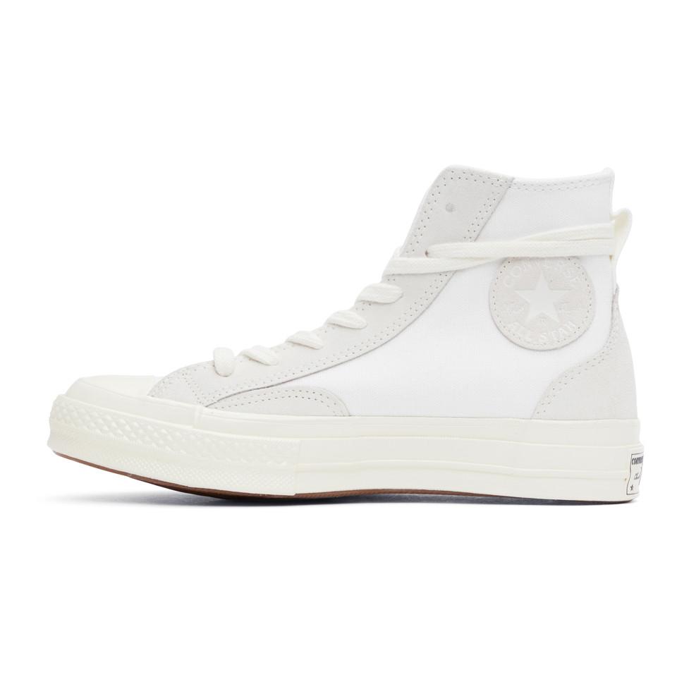 Converse Canvas White And Grey Final Club Chuck 70 High Sneakers | Lyst
