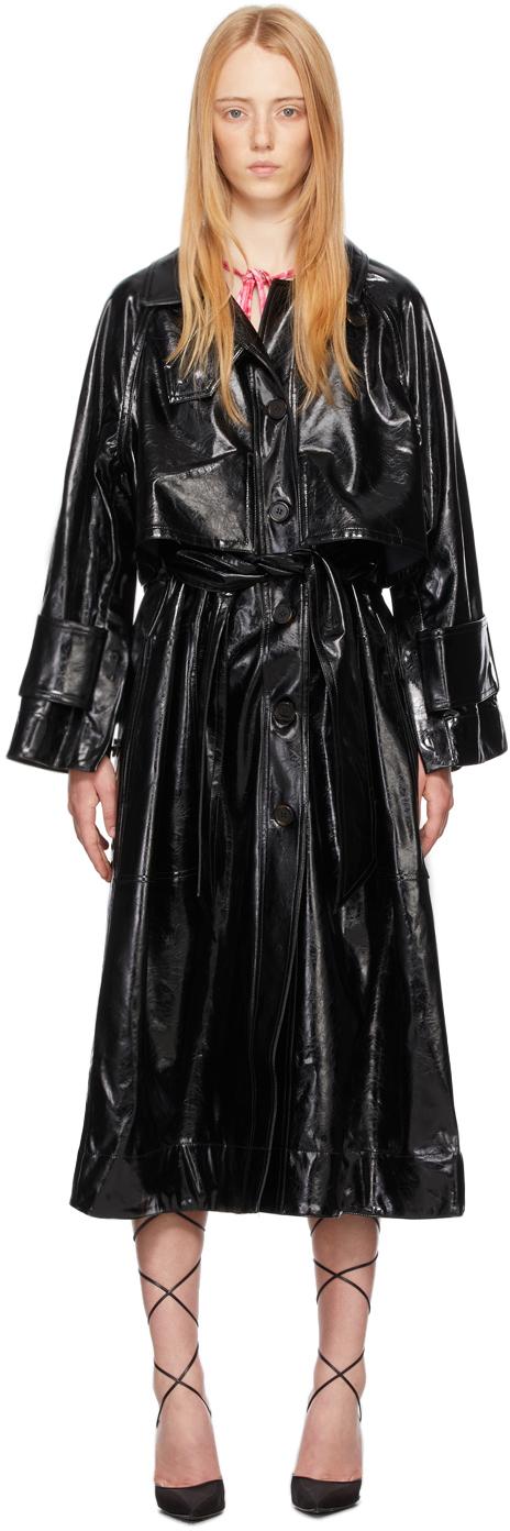 black patent raincoat