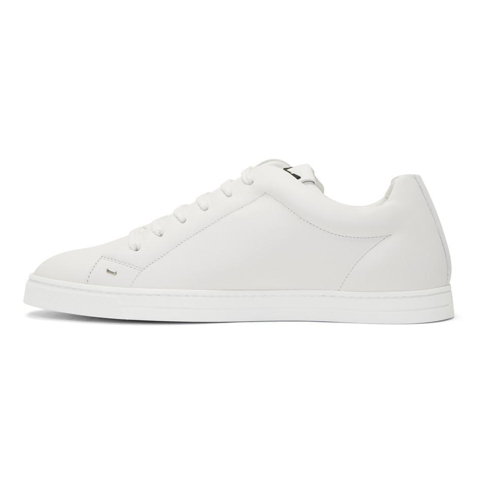 Fendi Leather White Micro 'bag Bugs' Sneakers for Men | Lyst