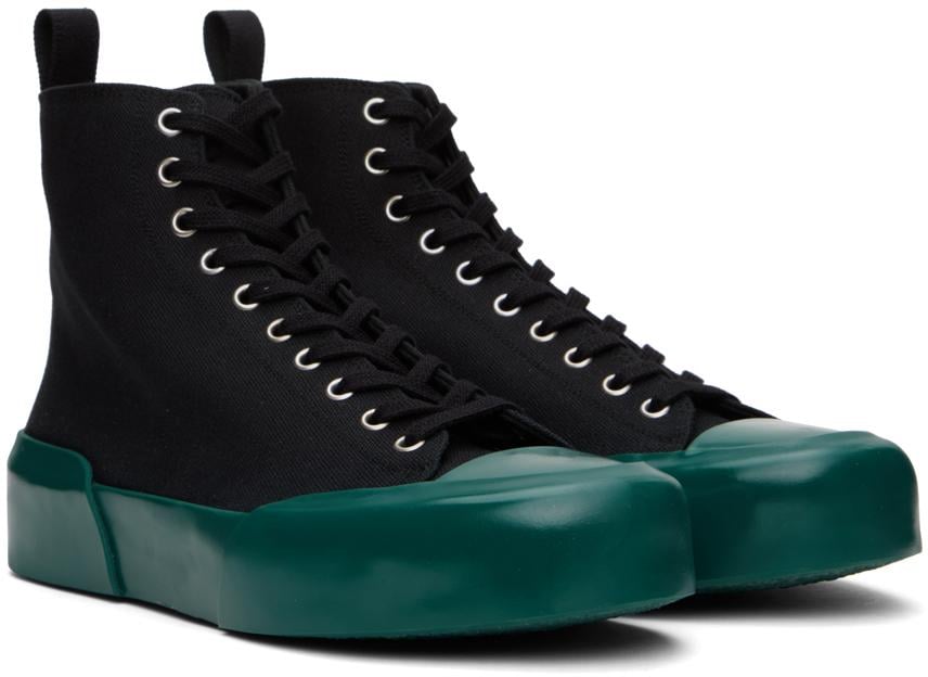 Jil Sander メンズ ブラック &ーン ハイカットスニーカー スニーカー