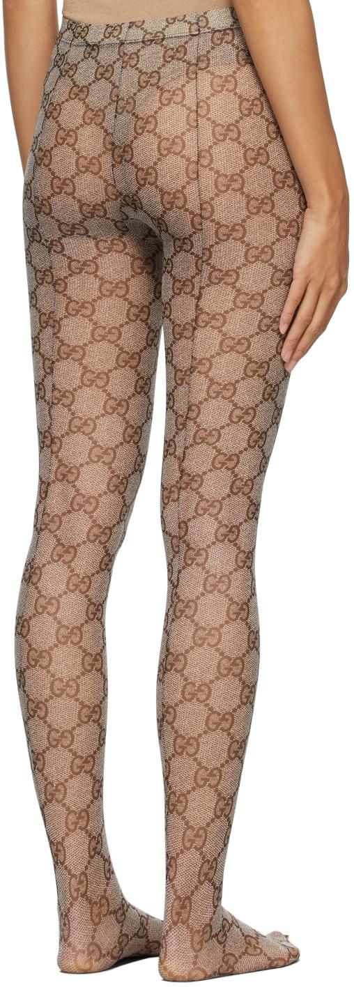 Gucci Beige GG Tights in Brown | Lyst