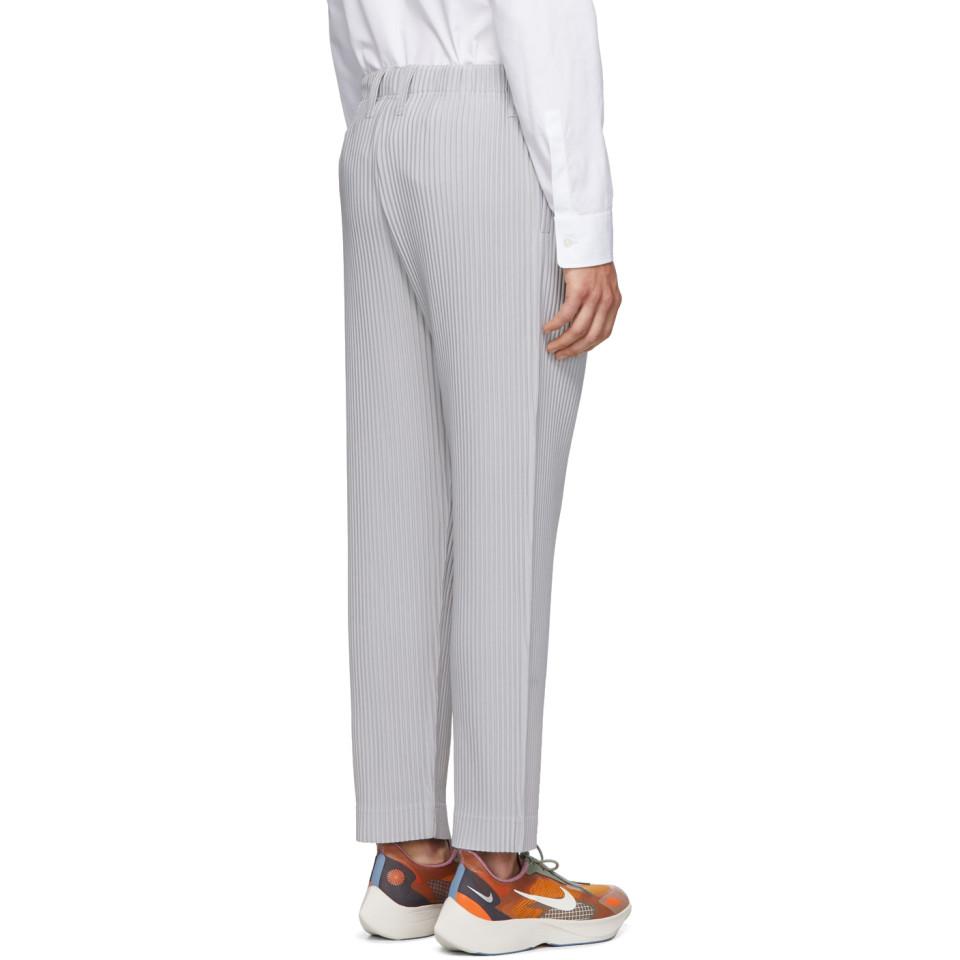 Homme Plissé Issey Miyake Grey Basics Trousers in Gray for Men | Lyst