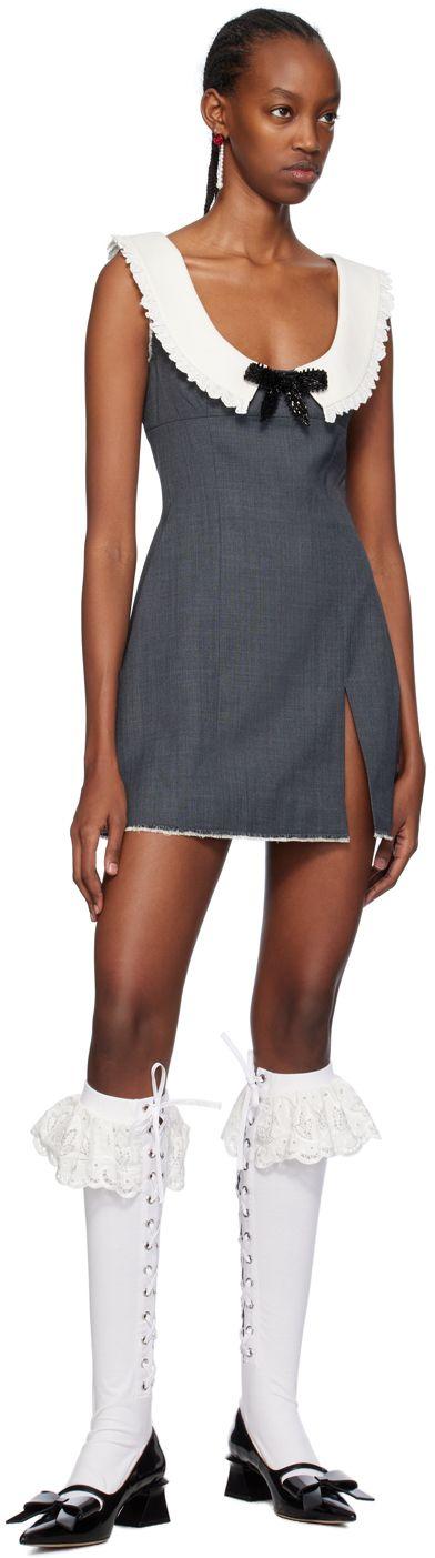 shushu tong グレーパフィーミニドレス　UK6サイズ　新品未使用 ShuShu/Tong Gray Round Neck Minidress in Black | Lyst