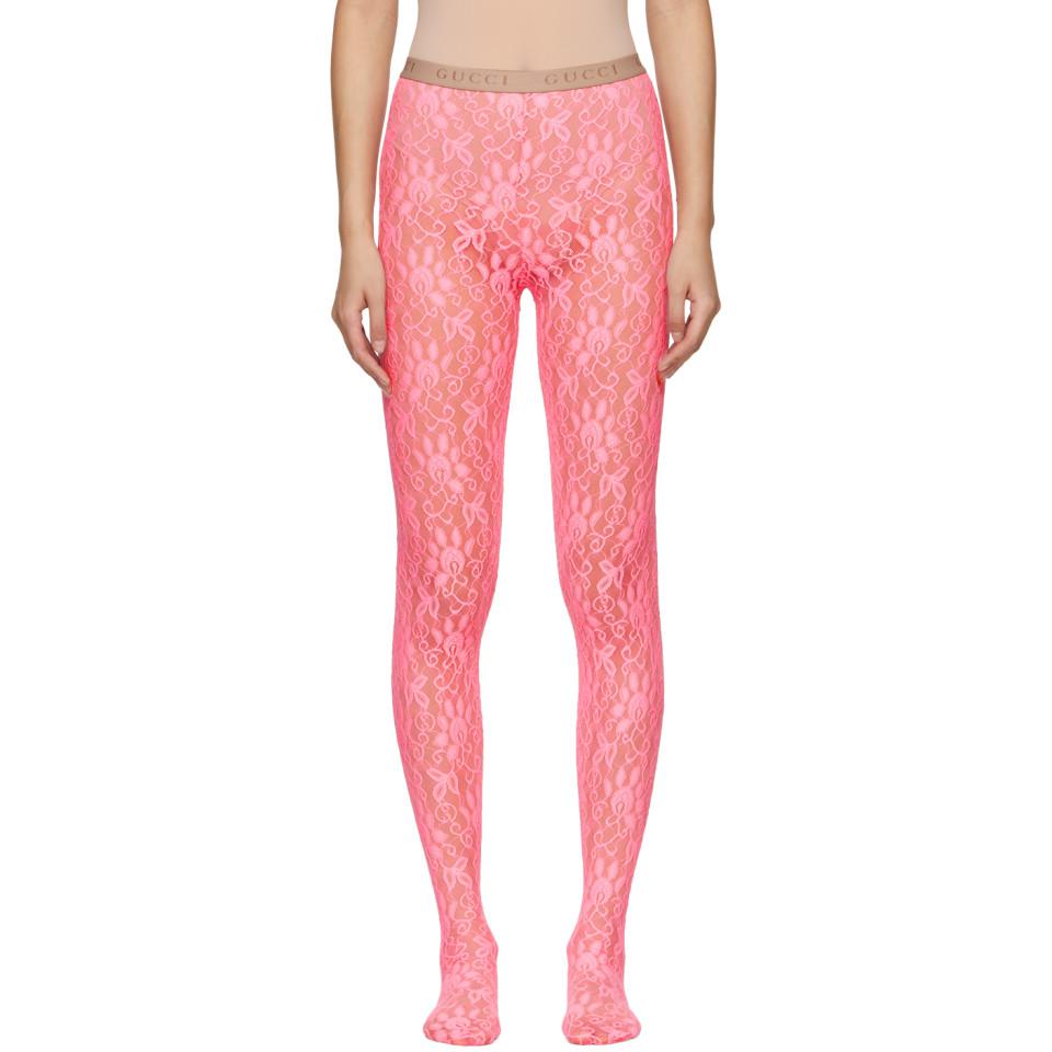 Gucci Pink Lace Tights - Lyst