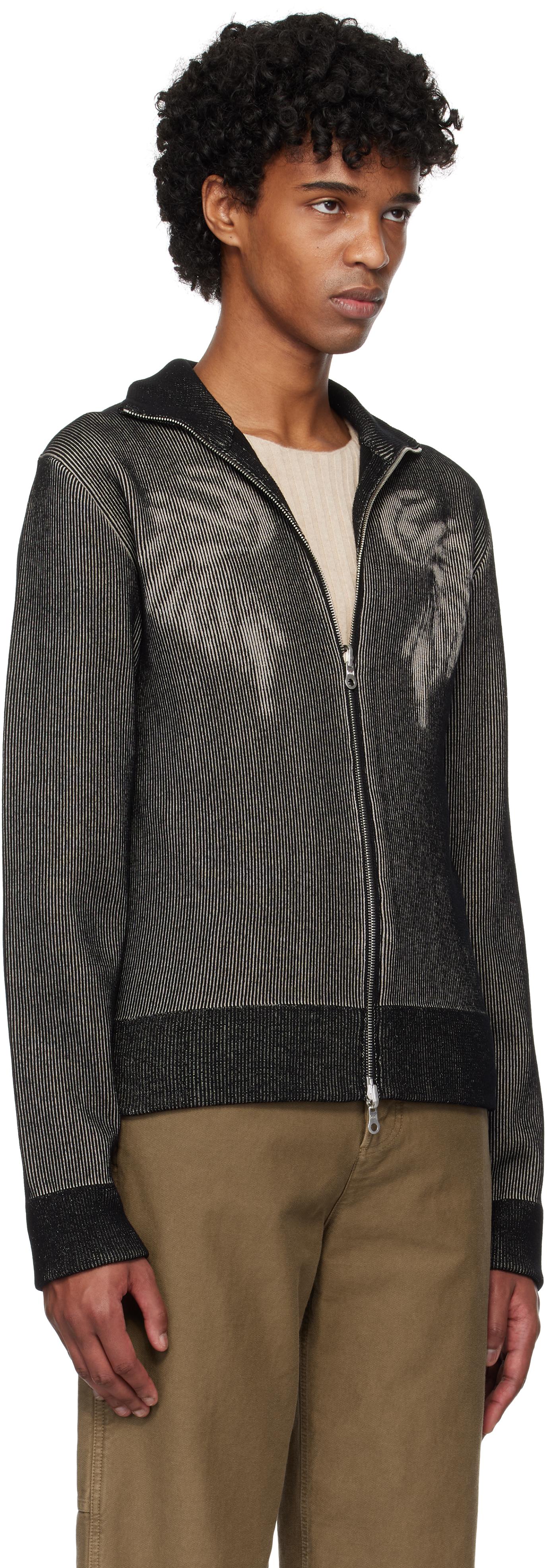 【関税込み】Dries Van Noten ブラック ジップアップセーター メンズ Dries Van Noten ブラック ジップアップセーター