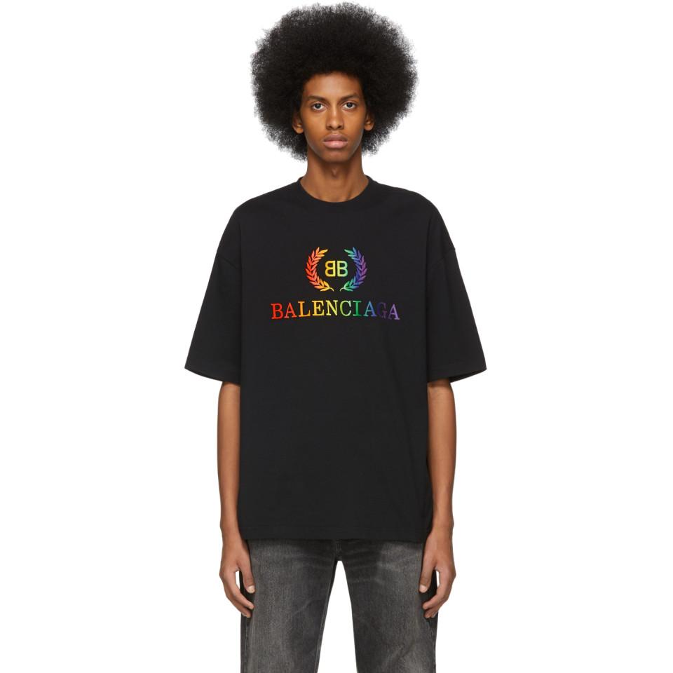 Balenciaga Black Rainbow Regular Fit T-shirt for Men Lyst