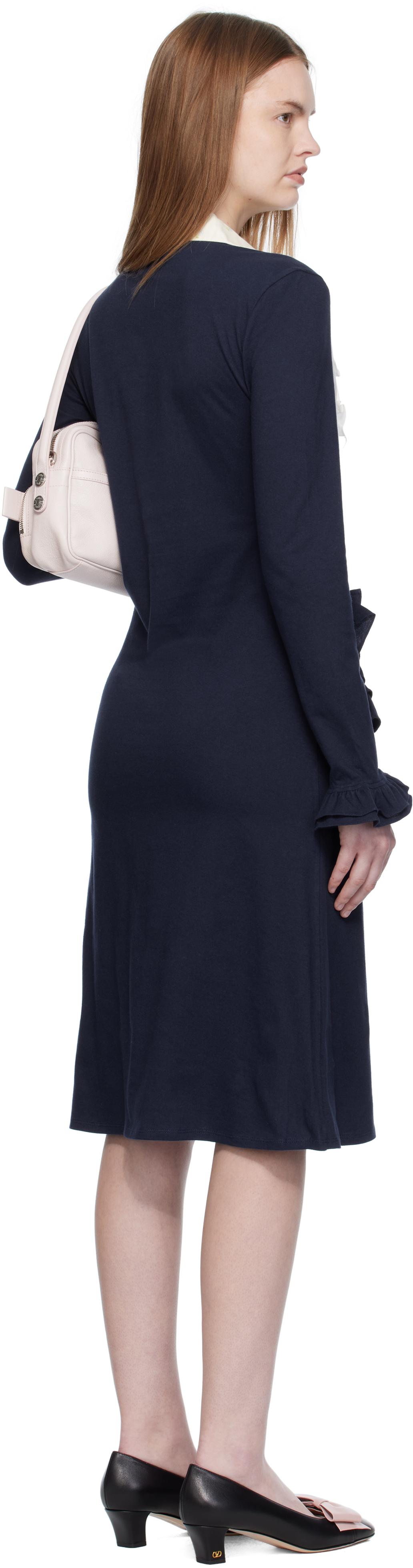 Ashley Williams ネイビー＆ホワイト Chan ミディアムワンピース