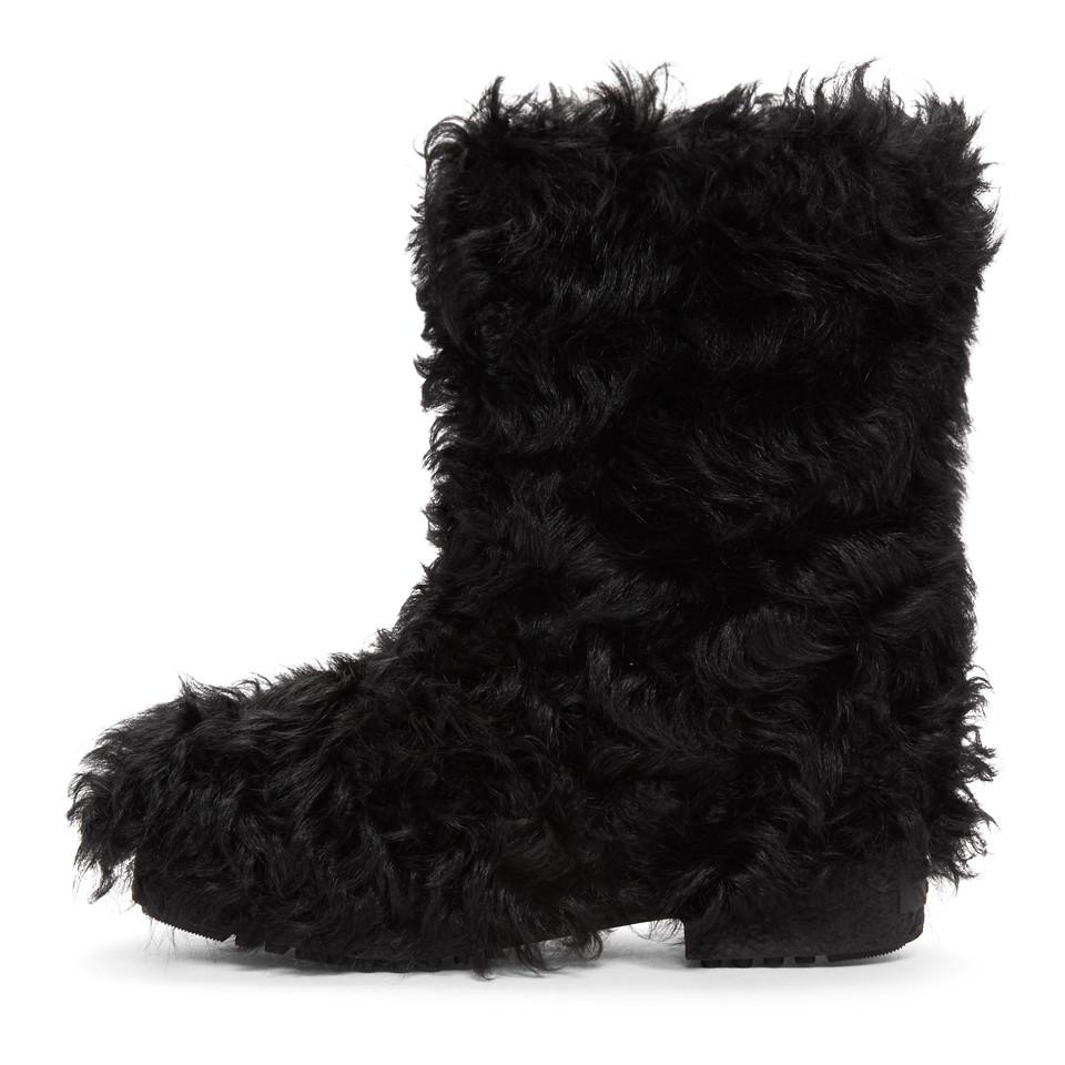 black fur boots