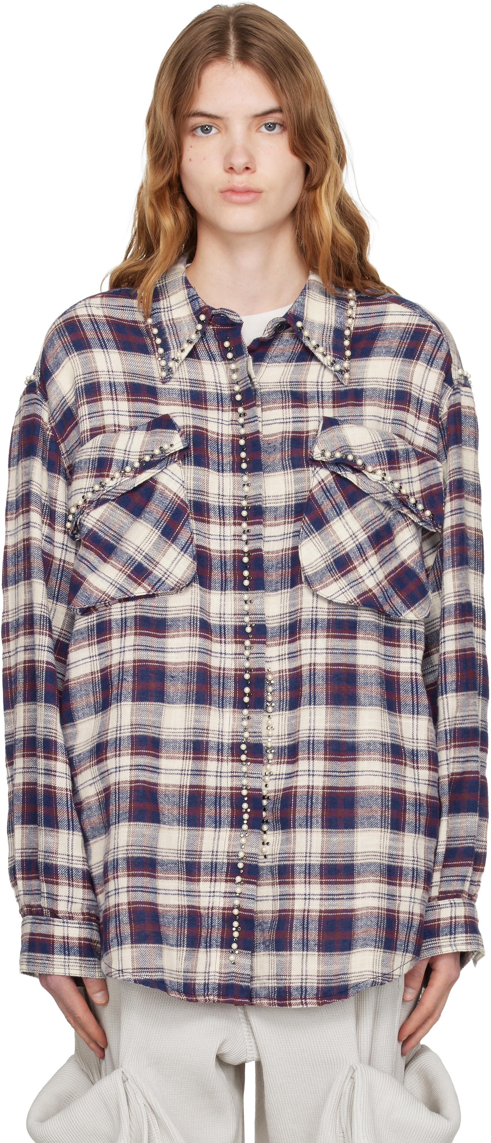 OPEN YY Beaded Pocket Shirt | Lyst