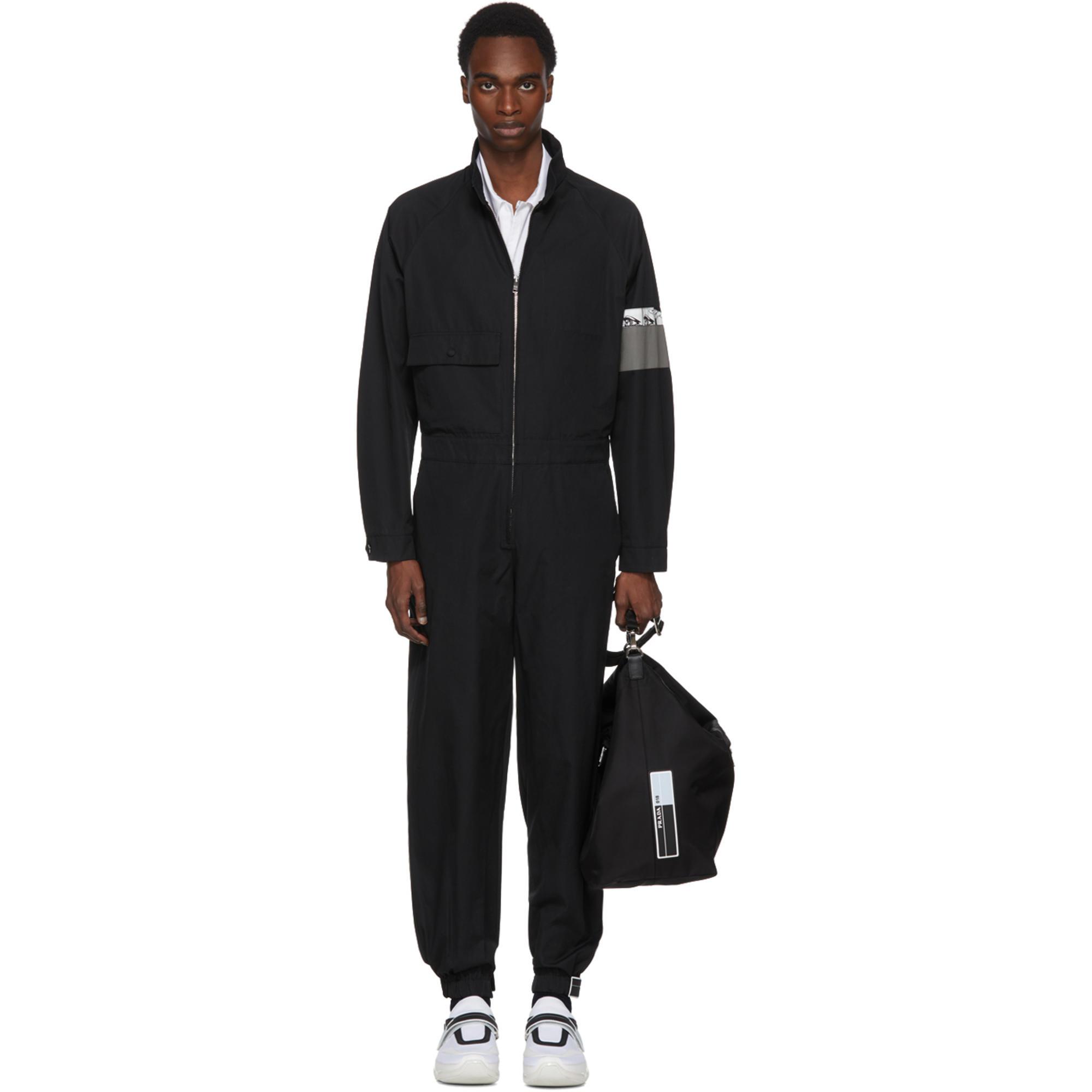 Prada Black Zip-up Jumpsuit for Men | Lyst
