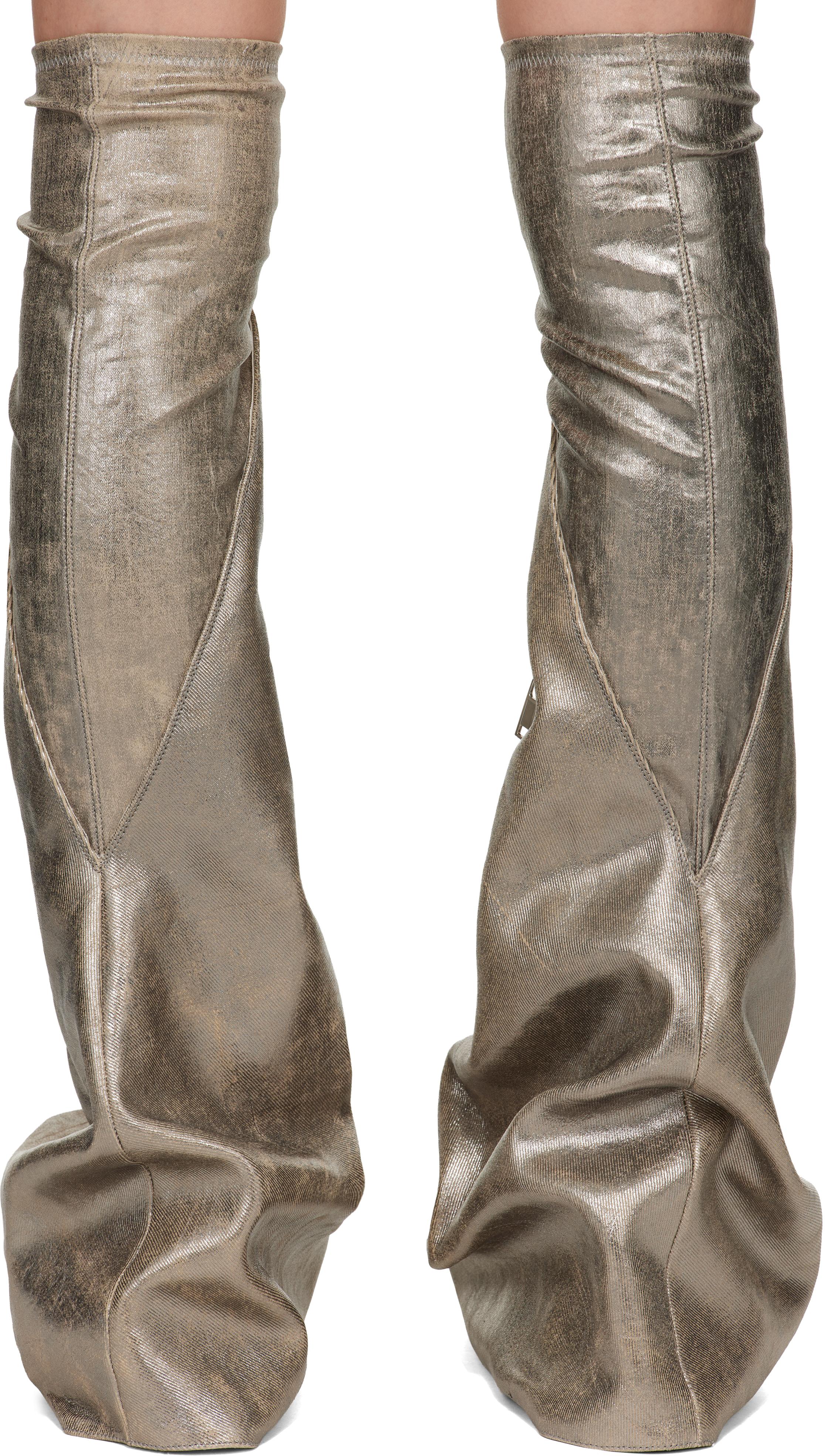 Rick Owens シルバー Concordians Cargo Fetish サイハイブーツ