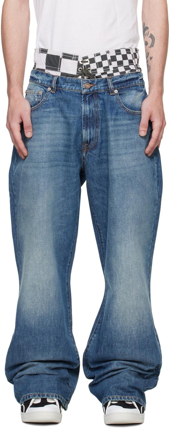 erl ERL コントラストステッチ　ジーンズ　デニム ERL コントラストステッチ ジーンズ | ブルー | FARFETCH JP