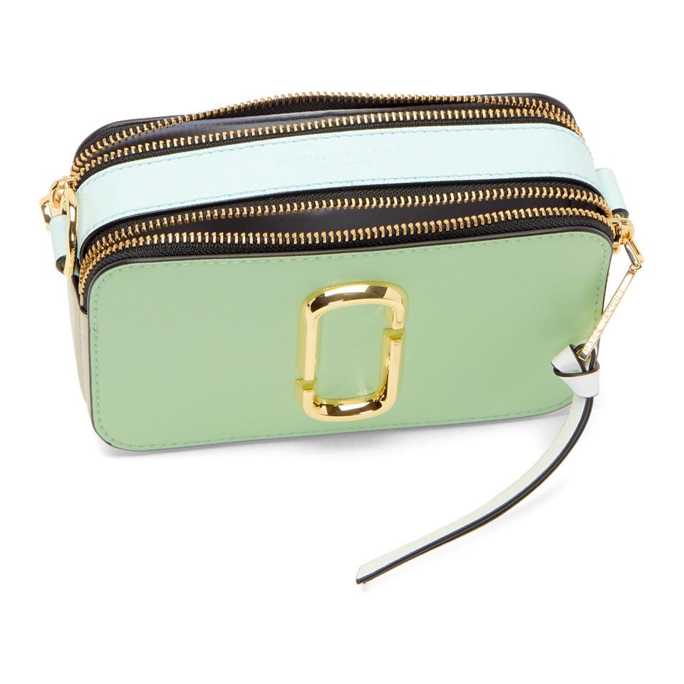 Marc Jacobs Green And Beige Small Snapshot Camera Bag